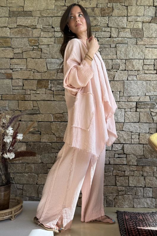 Rustic Nature Bubble Cotton Waterfall Jacket Washed Peachy Nude